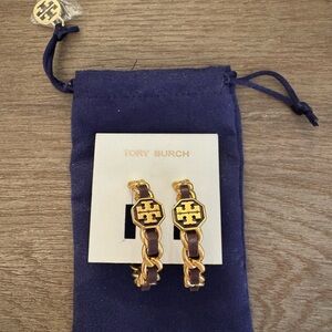 Tory Burch Gold and Brown Earrings